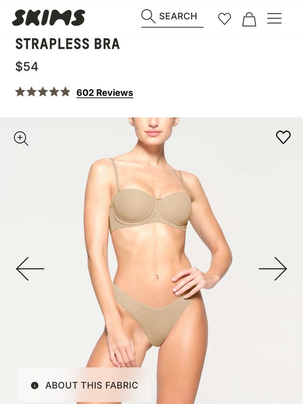 SKIMS Fits Everybody Strapless Bra Size 30D